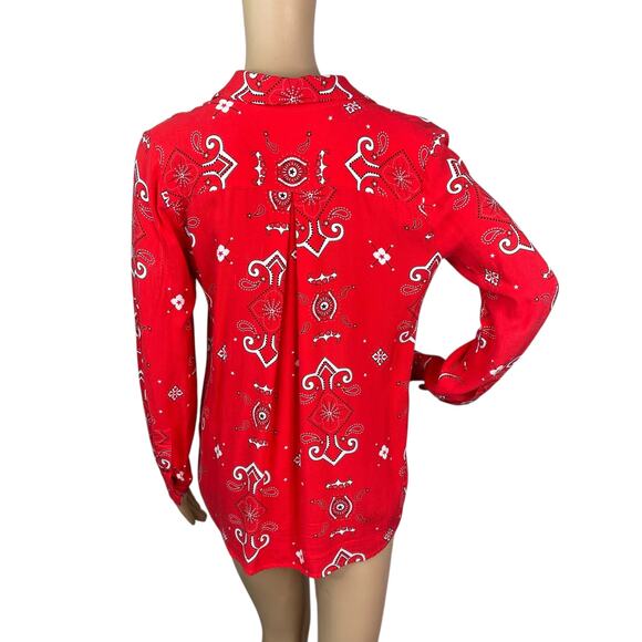 L'Agence Jacqueline Red Bandana Paisley Print Button Down Shirt SZ S - Picture 7 of 11